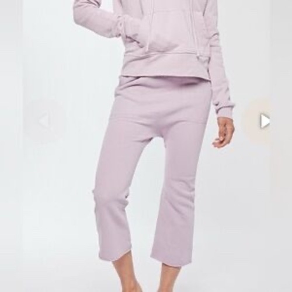 Nili Lotan Tribeca Purple Drop Crotch Cotton Sweatpants Lavender Crop boho beach